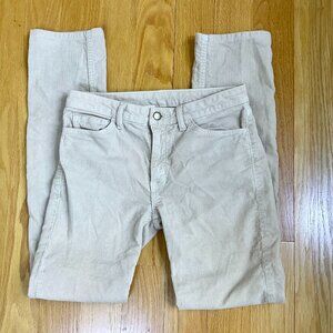 American Apparel Pants Corduroy Slim Straight Leg Mid Rise Beige Pockets (28)